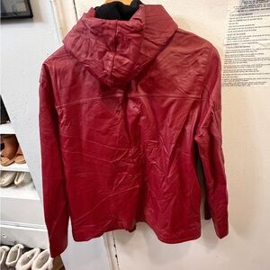 Metrostyle 100% genuine leather Red Leather Hooded Jacket